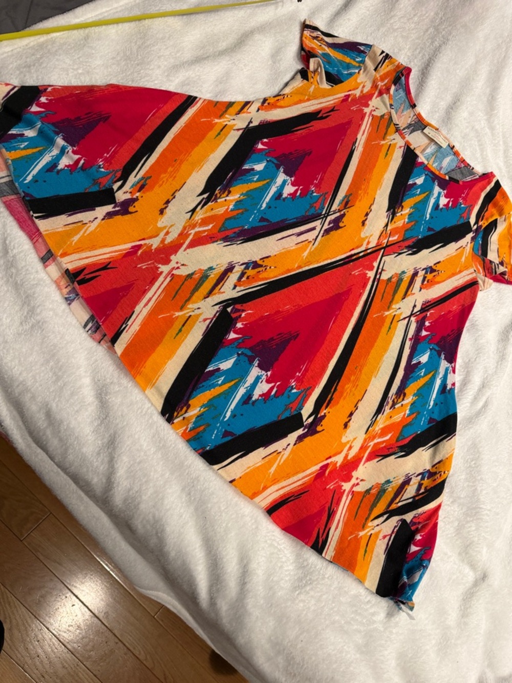Bobbie Brooks Abstract Brushstroke Tunic in Orange, Blue & Red